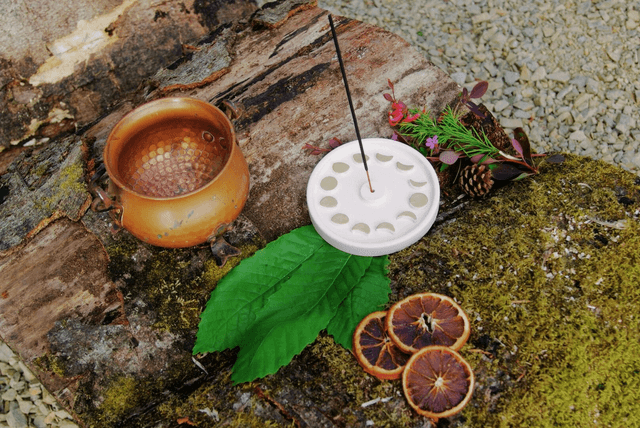 Porte encens cycle lunaire Blanc