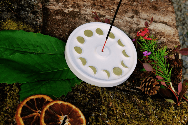 Porte encens cycle lunaire Blanc